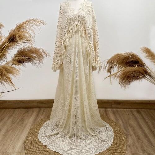 DON&JUDY Bohemian V-neck Lace Dresses for Photo Shoot Maternity Women Gown Wedding Party Anniversary Dresses Photography 2021