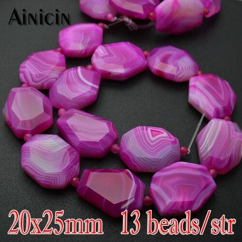 Pink Color Marbling Veins Faceted Slab Nugget Shape Natural Agate Strand Loose Beads 2mm Big Hole DIY Earring Making Findings