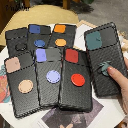 Ring Stand Shockproof Soft Case For Samsung S20 Ultra A71 A51 A41 A31 A91 Case Slide Camera Protection Cover For Note 10 Plus