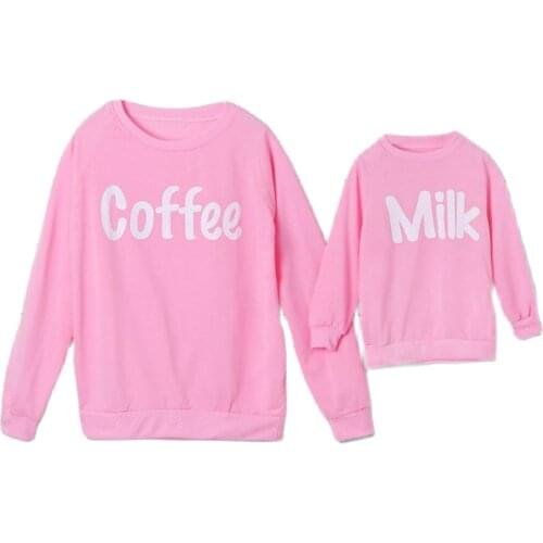 Mother Daughter Pink Color Letters Long-sleeved Mommy And Me Hooded Sweatshirt Kids Dresses Girls Family Matching Lovely Clothes