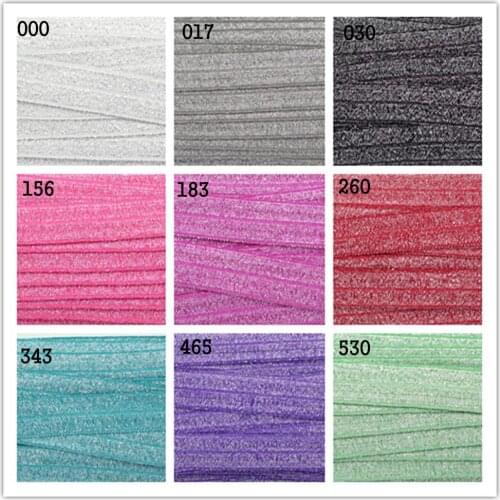 10 color mix Rainbow glitter ribbon fold over elastic solid silver foil elastic ribbon clothing accessorie headwear elastic band