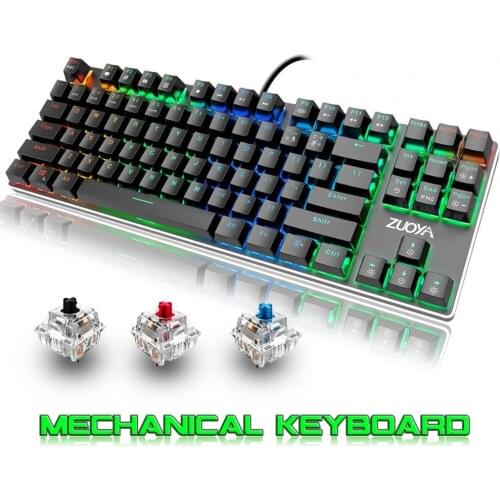 ZUOYA X51 RGB Backlit Gaming Mechanical Keyboard 87Key USB wired Russian US Edition for PC Computer Gamer