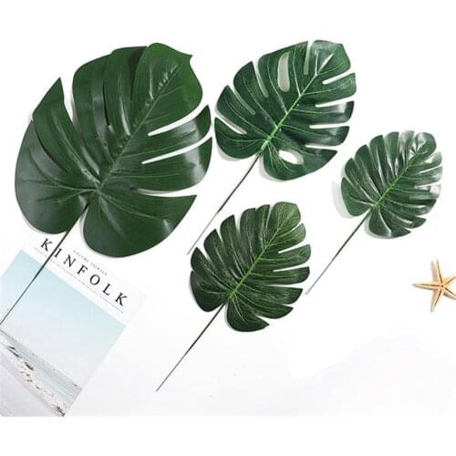 1pcs Artificial Tropical Palm Leaves Green Monstera Leaves Fake Tropical Plant Leaves for DIY Handcrafts Party Wedding Decor