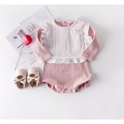 Ruffles lace newborn baby jumpsuit autumn cotton long sleeve bodysuit toddler girls romper overalls clothing Babyspielanzug