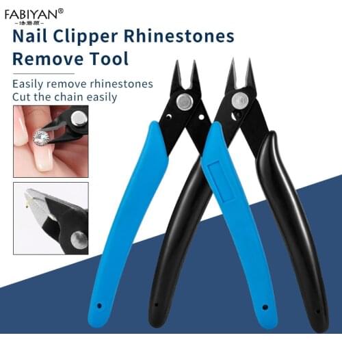 Stainless Steel Nail Art Clipper Remover Rhinestones Cutter Plier Chain Scissors Manicure Drilling Clip Tools
