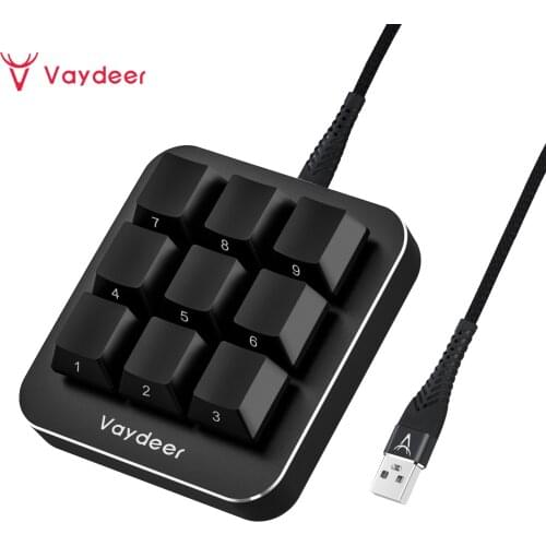 Mechanical One hand Keyboard Multifunctional with 9 Fully Programmable Keys Macro Setting for Graphic Design Editing and Gaming