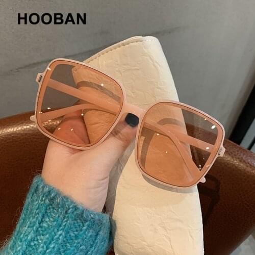HOOBAN Fashion Oversized Women Sunglasses Stylish Big Square Sun Glasses For Female Vintage Outdoor Eyeglasses Shades UV400