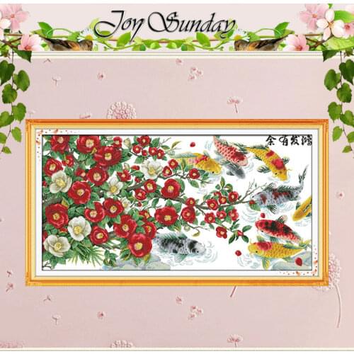 Big Size Flowers and Fishes Counted Cross Stitch 11CT 14CT Cross Stitch Sets Animals Cross-stitch Kits Embroidery Needlework