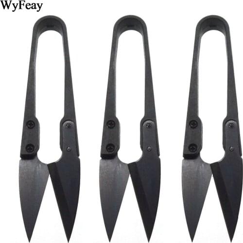 3Pcs/Lot Black Thread Scissors U Sewing Clipper Beading Trimming Thread Stitch Supplies Embroider Fabric Cutter Tools for Sewing