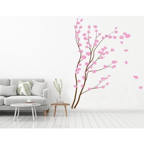 Pink Cherry Blossom Tree Flower Wall Sticker home decor Kid Nursery bedroom living room Wallpaper large size Art poster ds004