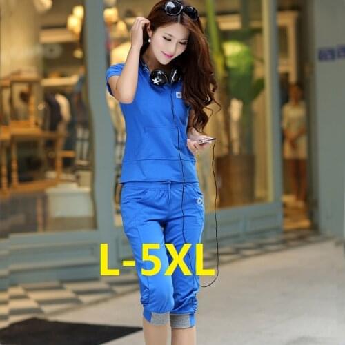 New Women Sporting Casual Two Piece Set Short Sleeve Tee Top Sport Pants Suit Tracksuit Outfit 2 Piece Set Women