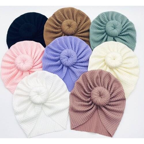 Solid Color Knotted Baby Hat Girl Boy Children Beanie Caps Soft Elastic Infant Kids Bonnet Hats Turban Baby Accessories