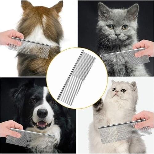 Pet Dog Dematting Comb Pet Grooming Tools Stainless Steel Comb For Dogs Cats Remove Loose Undercoat Tangles and Knots