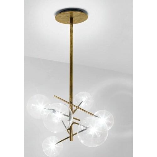 Modern minimalist Rotary Ceiling Lights Led Lamp Round Glass Ball Creative Hanging lights iron Led G4 bulb Indoor Home Bar Gold