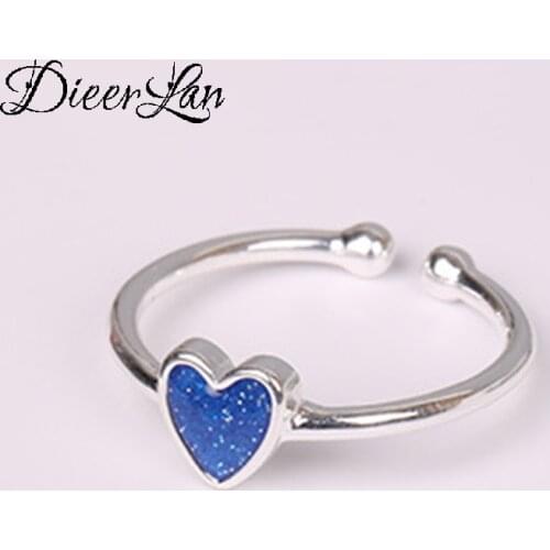 Punk Vintage Blue Love Heart Ring For Women Men Adjustable Size Geometric Rings Exquisite Creative Jewelry Wholesale 2021