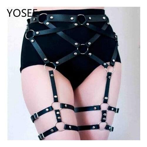 YOSEE New Women Men Cool Handmade Oversized Choker Necklace Fetish Harajuku Leather Collar Bondage Harness Body Necklace