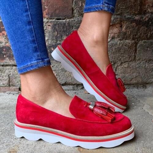 Women Flats Shoes Woman Platform Casual Flock Ladies Shoes Tassle Slip On Walking Non Slip Comfort Female Plus Size Mujer Zapato