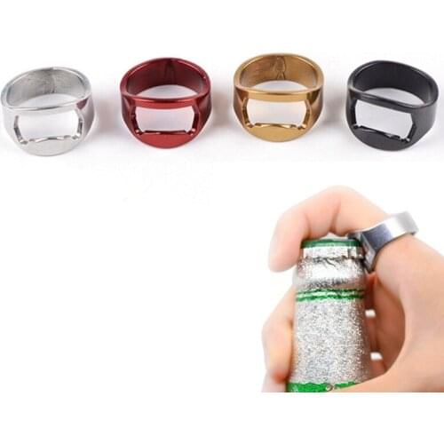 1pcs Stainless Steel Bottle Opener Portable Ring Shape Beer Finger Ring-shape Bottle Beer Cap Opening Remover Kitchen Tools