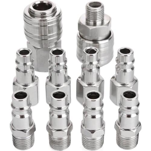 10pcs Compressor Connector 1/4"Air Line Fitting BSP Air Line Fitting Hose Quick Release Connector Fitting for Pneumatic Tool