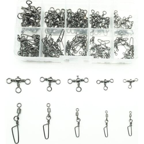 100pcs Stainless Steel Fishing Connector Pin Bearing Rolling Swivel Snap Pins Fishing Tackle Accessories