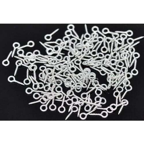 1000Pcs Silver Plated Screw Eye Bail Drilled Beads Pendants Fashion Jewelry Findings Charms Wholesales 10x4mm