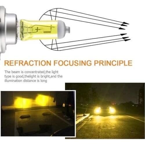 KULUZE 2pcs H11 Yellow Halogen Bulb H1 H3 H4 H7 H8 H27 55W Super Yellow Anti Fog Bulb 3000K 9012 HB3 HB4 12V Automobile Headlamp