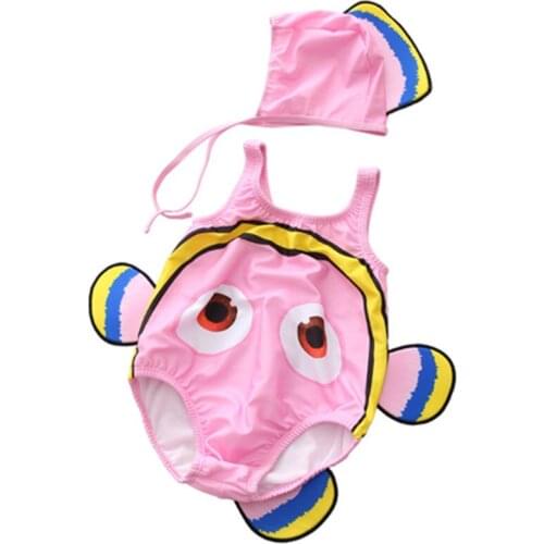 Summer 2021 Baby Boy Girl Swimsuit Sleeveless One Piece Suit Childrens Beach Swim Clothing +swim Cap Baby Jumpsuit Girls Outfit