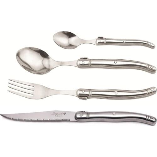 4pcs/set Stainless Steel Silverware Laguiole Silver Dinnerware Steak Knife Dinner Spoon Kitchen Cutlery Table Fork Teaspoon