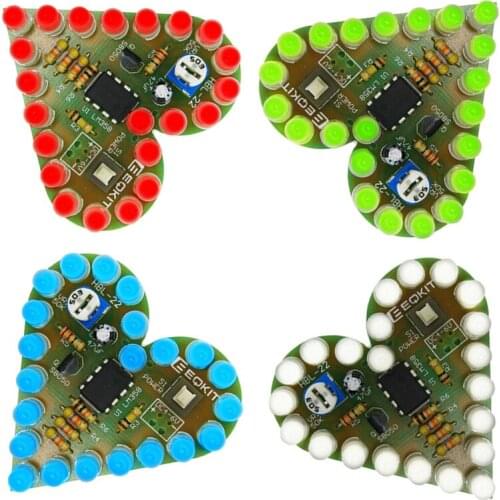 4pcs/lot DIY Kit 4 Colors Heart Shape Breathing Lamp Kit DC4V-6V Breathing LED Suite DIY Electronic Production