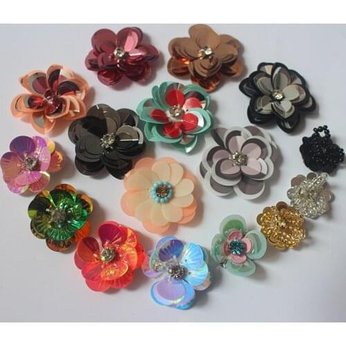 50pcs/lot 3D Handmade Rhinestone beaded Patches for clothing Animal Flower Parches for clothes Sew on sequin beading Applique