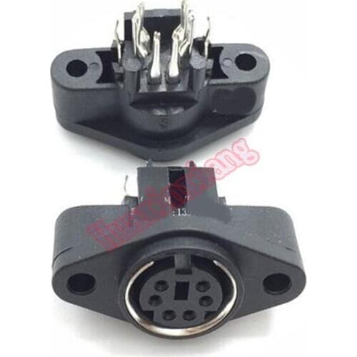 50PCS/Lot MDC/S Terminal Socket/Jack connector Mini PS2 6Pin 6P with Fixed hole For Mouse Keyboard
