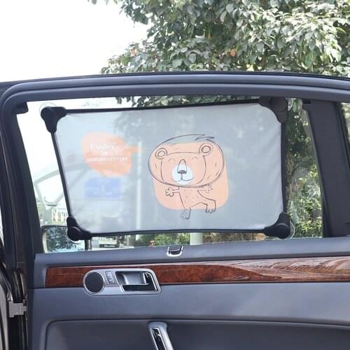 Car Window Shade Stretchable Cute Animal Lion Sun Protector Car Sun Shade Curtain for Side Window UV Rays and Sun Glare