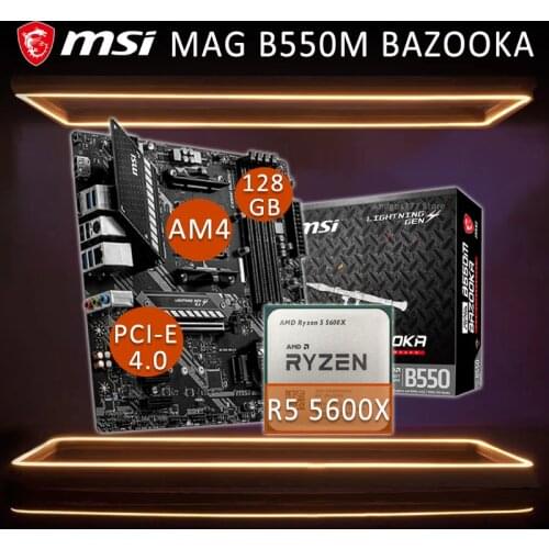 AM4 MSI B550M BAZOOKA Gaming Motherboard With AMD Ryzen 5 5600X Motherboard cpu full Combo DDR4 AMD B550 Gaming Placa-mãe AM4