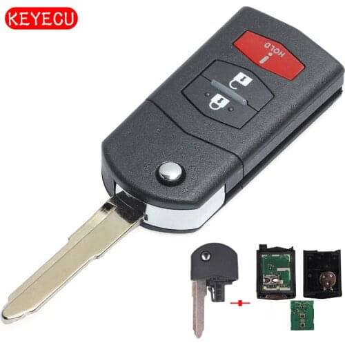 KEYECU Flip Remote Key 3 Button 313.8MHz 4D63 for Mazda 2 3 5 CX-7 CX-9 2007-2015 FCC ID: BGBX1T478SKE125-01