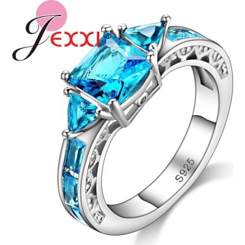 925 Sterling Silver With CZ Crystal Crystal Female Ring Fashion Finger Jewelry Rings For Women Engagement Party
