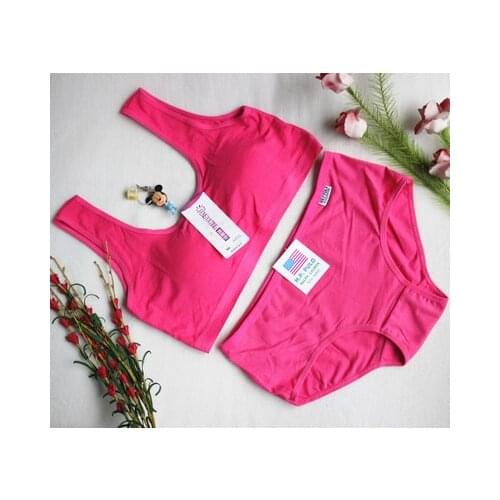 Girl student sports vest style no steel ring development period bra underwear panties set 9~14 years old