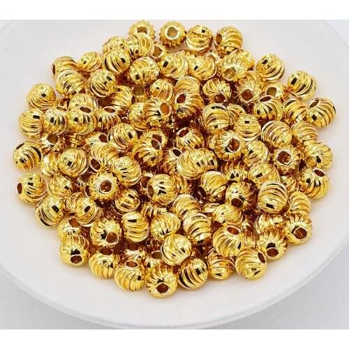 50pcs 18K Plated CZ Spacer Beads Round Loose Beads Jewelry Findings DIY Beads For 2/3/4/5/6/8/10mm Jewelry Making