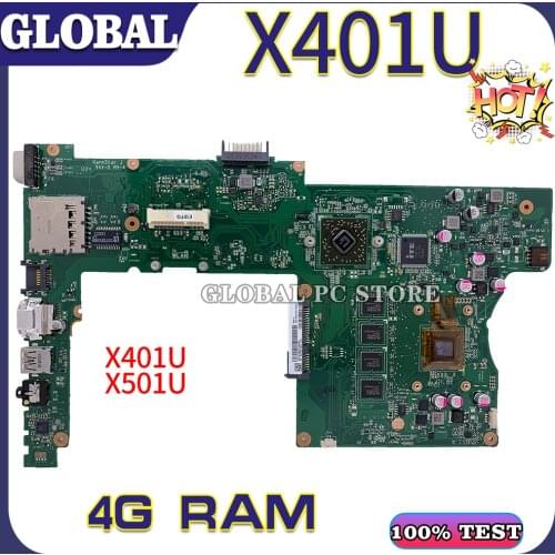 KEFU for ASUS laptop motherboard X401U X501U mainboard 100% test OK 4G-RAM
