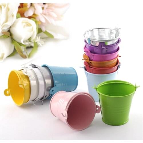 9 Color Mini Metal Bucket Wedding Decoration Candy Box Flower Pot Table Decor Birthday Baby Shower Birthday Party Supplies-S