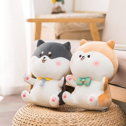 Lovely Chubby Brown Shiba Inu & Grey Corgi Dog Plush Toys Stuffed Soft Kawaii Animal Cartoon Pillow Dolls Gift for Kids Children