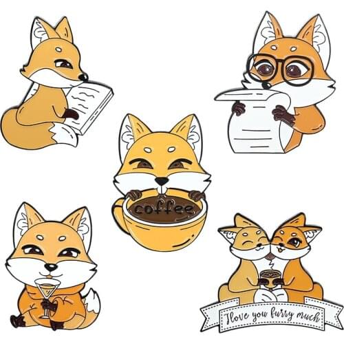 Cute Enamel Pins Brooches Womens Badges For Clothes Metal Fox Anime Brooch Pin Enamel Badges For Women Jewelry Aesthetic Pins