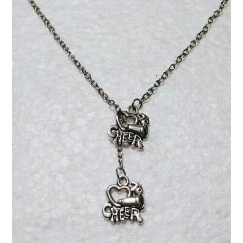 Fashion Vintage Infinity Symbol Connections I love cheering Charms Pendant Necklace Cheers&speakers For Women Jewelry