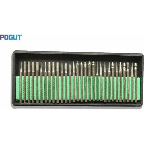 Free Shipping 30pc DIAMOND BURS bur bit set DREMEL 3mm shank Rotary Tool Drill Bit for grinding jade, stone, marble glass