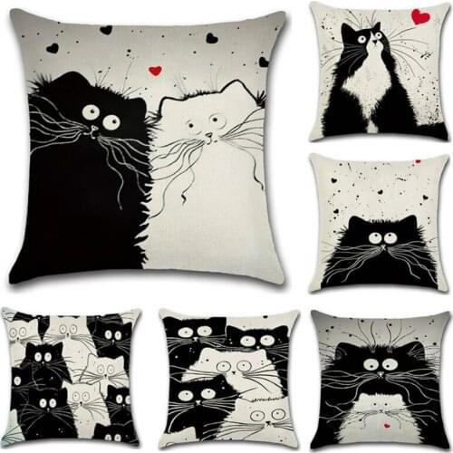Pillow cover cat Cartoon Pattern Throw Pillowcase Cushion Covers Seat Car Home Sofa Bed Decorative Pillow case Cotton Linen