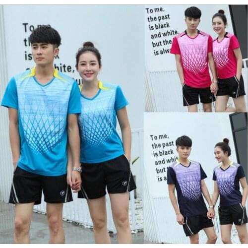 New women/men Badminton men sport t-shirts sets,Men Tennis Shorts polyester Breathable table tennis Sport jersey +shorts sets