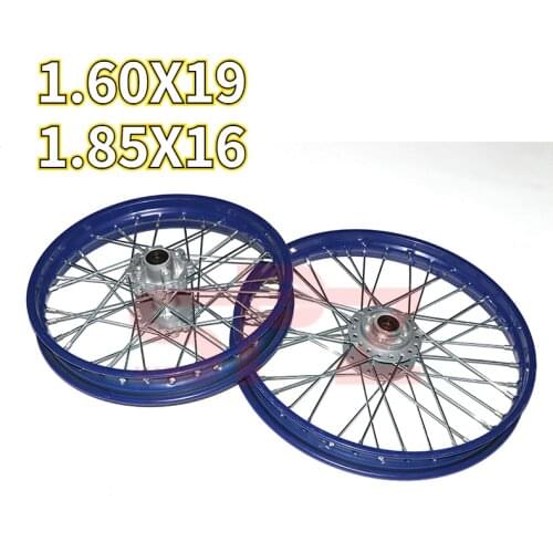 Off-road motorcycle tire rims have drum core wheels, front rims 1.60x19 inch wheels, rear rims 1.85x16 inch steel rim wheels