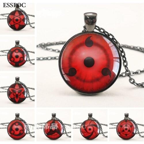 Anime Naruto Sharingan Eyes Pendant Necklace Uchiha Obito Kakashi Mangekyou Cosplay Jewelry