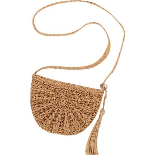 Straw Crossbody Bag Women Weave Shoulder Bag Round Summer Beach Purse and Handbags