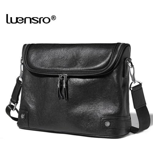 2021 Fashion Men Bags Messenger Bag Genuine Leather Satchels Boys Shoulder Bags Crossbody Cowhide Leather Briefcase Sac Homme
