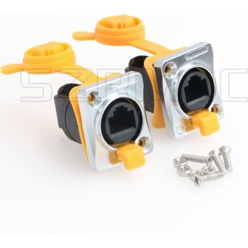 RJ45 Waterproof Coupler sockets Connector,Ethernet Connector IP65 Panel Mount Right Angle RJ45 Connector